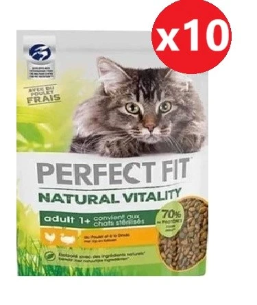 Perfect Fıt Natural Vitality Yetişkin Tavuk Hindi Aromalı Kedi Maması 1 Kg*10 Adet ürün görseli 1