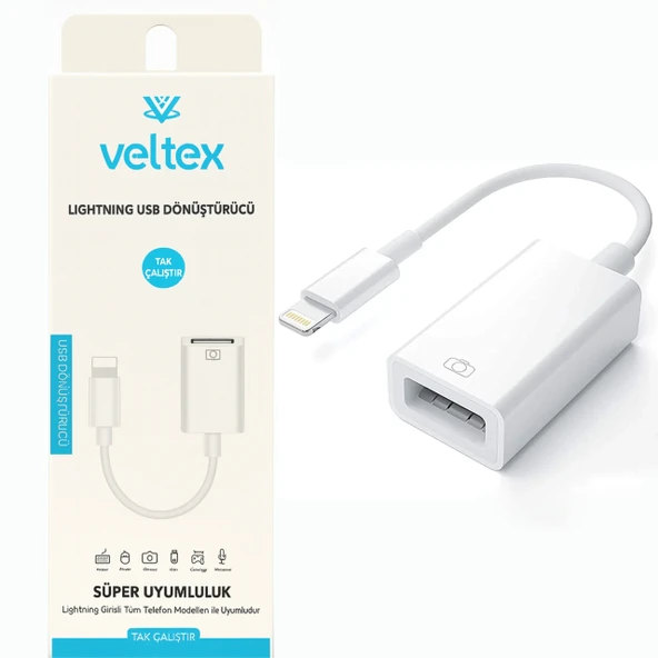 Usb den Lightning iPhone - iPad Flash Bellek Okuyucu Veltex VTX-508 ürün görseli 1