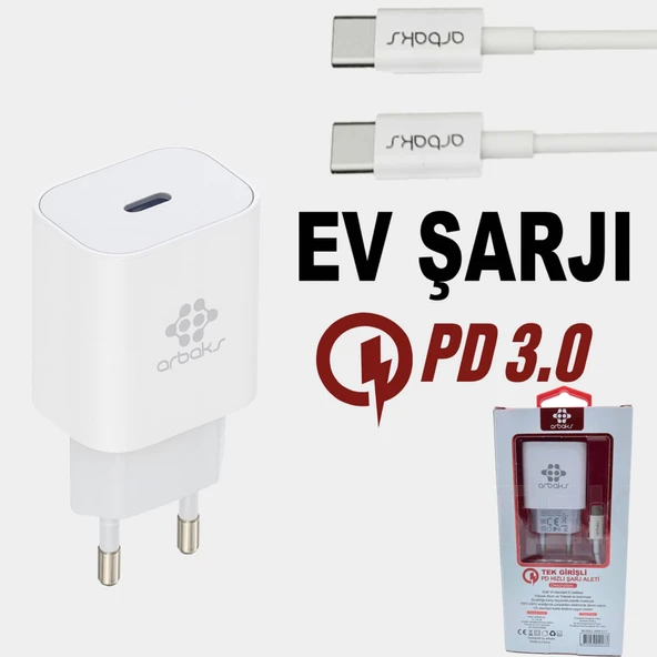 PD QC3 / 18W TYPE-C To TYPE-C Şarj Aleti Arbaks ARB-017 ürün görseli 1