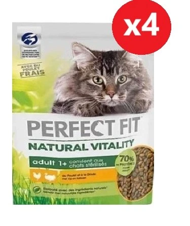 Perfect Fıt Natural Vitality Yetişkin Tavuk Hindi Aromalı Kedi Maması 1 Kg*4 Adet ürün görseli 1