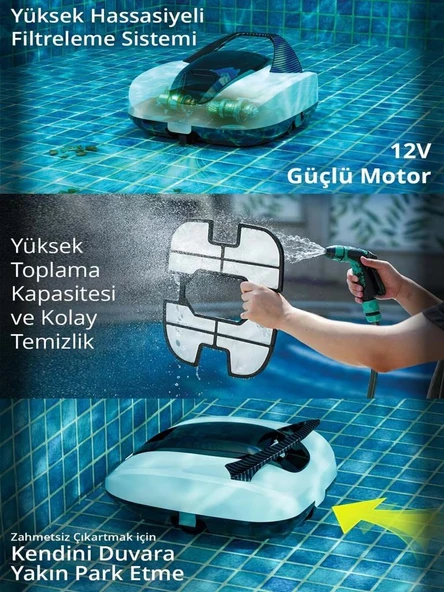 PTTAVM: Kiwi KRPC-7170 Kablosuz Havuz Temizleme Robotu Beyaz