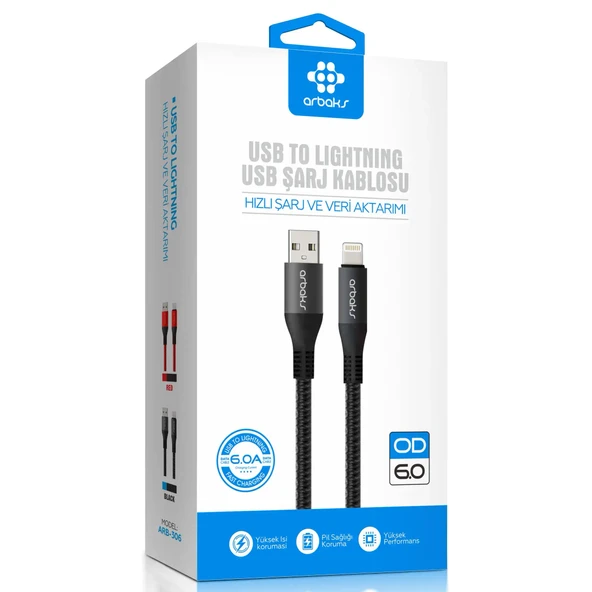 6A İphone Hızlı Şarj Kablosu Arbaks ARB-306 ürün görseli 1