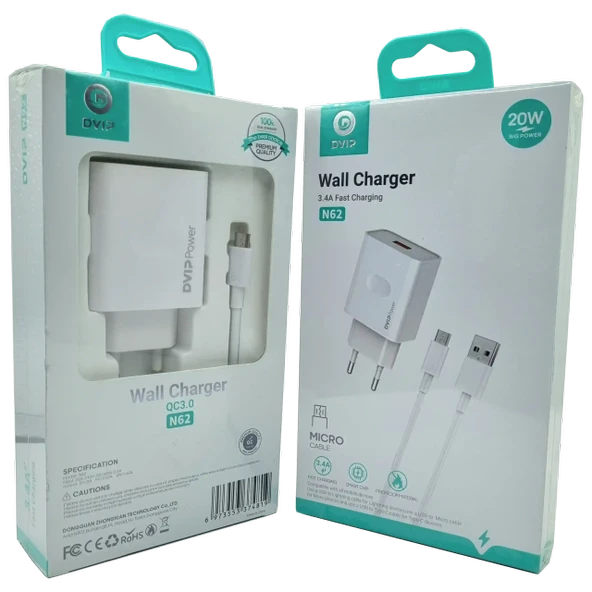 QC3.0 Micro Usb Şarj Aleti DVIP N62 ürün görseli 1