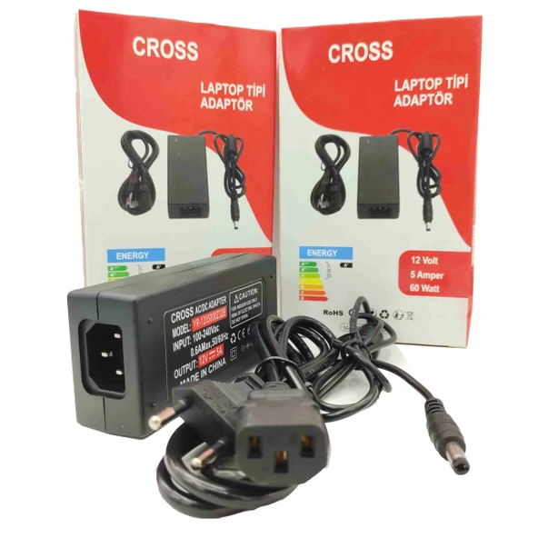 12V 5A 5.5*2.5mm Led / Uydu / Modem Adaptörü Cross ürün görseli 1