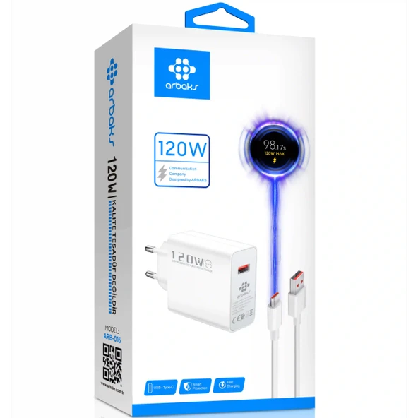 120W Type-C Süper Hızlı Şarj Aleti - Turbo Fast Charger Arbaks ARB-016 ürün görseli 1