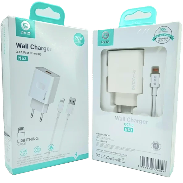 3.4A QC3.0 Usb İphone Şarj Aleti DVIP N63 ürün görseli 1