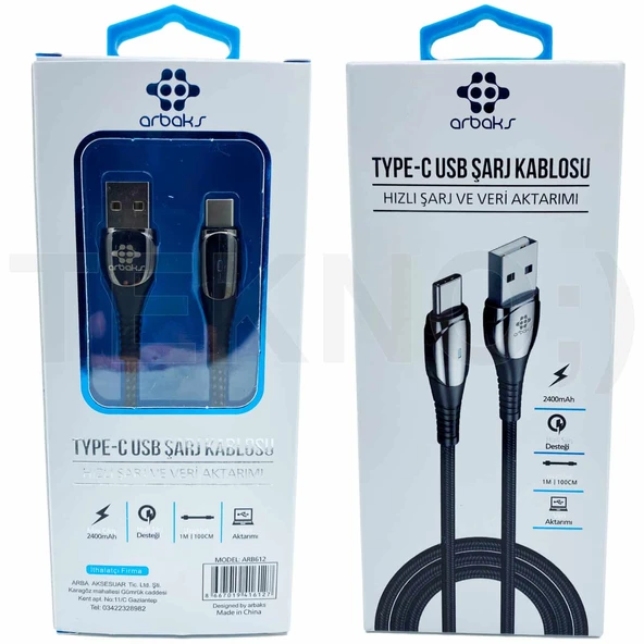 (TYPE-C) Metal Hızlı Şarj Ve Veri Aktarımı Arbaks ARB-612 ürün görseli 1