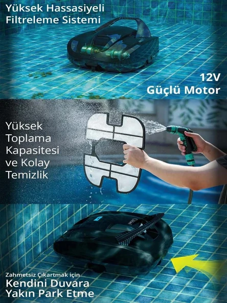 PTTAVM: Kiwi KRPC-7170 Kablosuz Havuz Temizleme Robotu Siyah