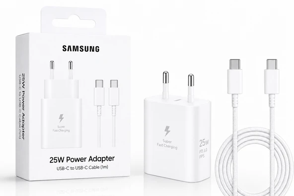 Samsung 25W Super Fast Charging PD Adaptör ve Type-C Kablo Seti - Beyaz ürün görseli 1
