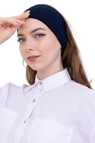 Kadın Tesettür Bandana Penye Kaymaz Hazır Şal Eşarp Altı Bone Rahat Kullanım  Lacivert ürün görseli 1