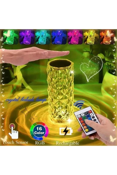 Canderel Kumandalı Kristal Masa Lambası Rgb Gece Lambası 16 Renk Ve 4 Mod Dokunmatik Kontrol ürün görseli 1