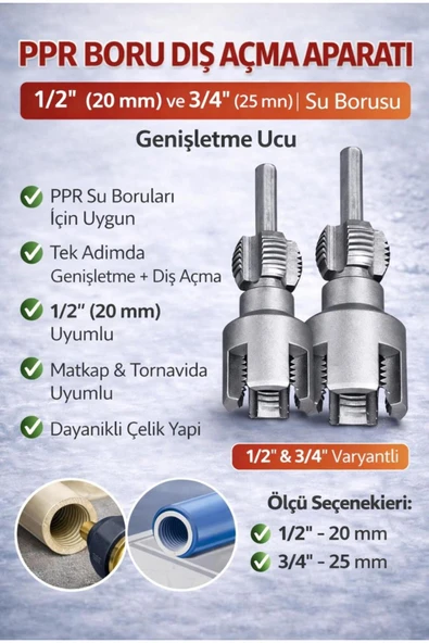 FIRAT HIRDAVAT PVC PPRC Boru İç ve Dış Diş Açma Aparatı 20/25 mm (2’li Set) ürün görseli 1