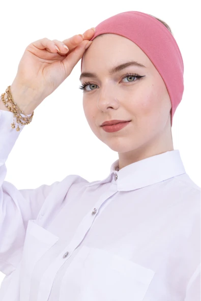 Kadın Tesettür Bandana Penye Kaymaz Hazır Şal Eşarp Altı Bone Rahat Kullanım  Gül Kurusu ürün görseli 1
