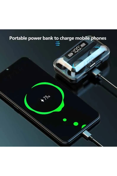 karbeen Kablosuz Kulaklık Bluetooth Tws Su Geçirmez F9 Kulaklıklar Pil Ekran Şarj Kutusu Mini Spor B... ürün görseli 1