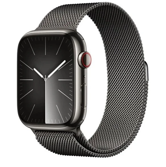 Apple Watch Seri 9 TEŞHİR GPS+Cellular 45mm Grafit Paslanmaz Çelik Kasa ve Graphite Çelik Kordon M/L MRMW3TU/A TEŞHİR ürün görseli 1
