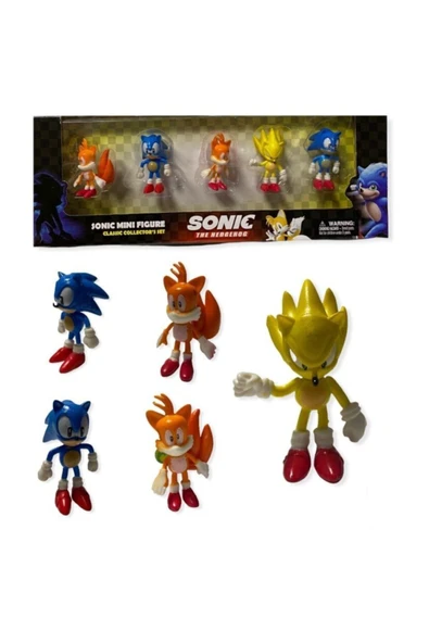SIFIR312 Sonıc 5 Li Figür Seti - 5'li Sonic Karakterler - Kutulu 5'li Sonic Figür Oyuncak ürün görseli 1