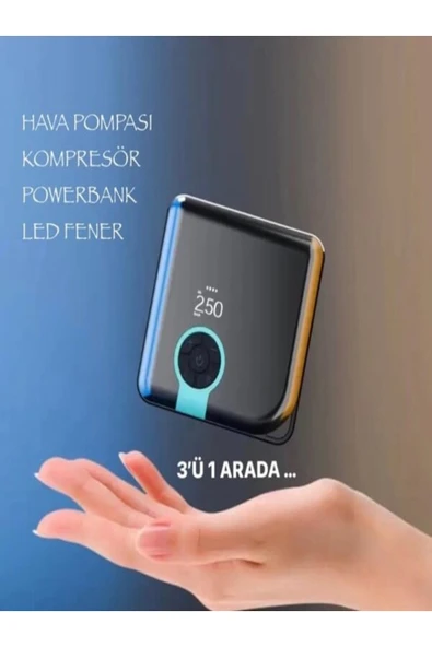 DİTEK Hava Pompası Şarjlı Taşınabilir Basınç Göstergeli Kompresör Powerbank Lastik Şişirme Pompa Elfenerli ürün görseli 1