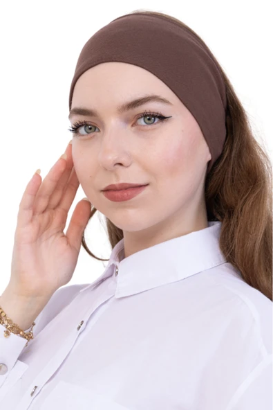 Kadın Tesettür Bandana Penye Kaymaz Hazır Şal Eşarp Altı Bone Rahat Kullanım  Kahverengi ürün görseli 1