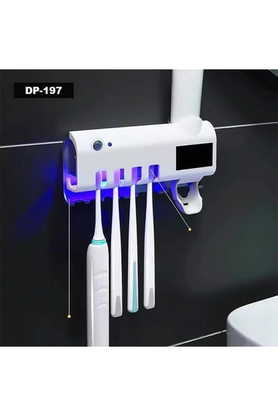Saule Otomatik Diş Macunu Sıkacağı Ve Sterilizatör 4 Adet Diş Fırçası Tutuculu ürün görseli 1