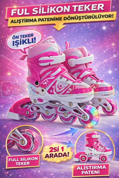 Doğan Oyuncak Dünyası Premium Slikon Tekerli Paten - Işıklı Silikon Tekerli Paten Alıştırma Pateni - Silikon Tekerlekli ürün görseli 1