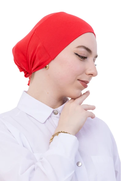 Pratik Bone Pamuklu Tesettür İç Bone, Başörtüsü İçin Hazır Viskon Şapka, Namaz Günlük Kullanım İçin  Pembe Standart ürün görseli 1
