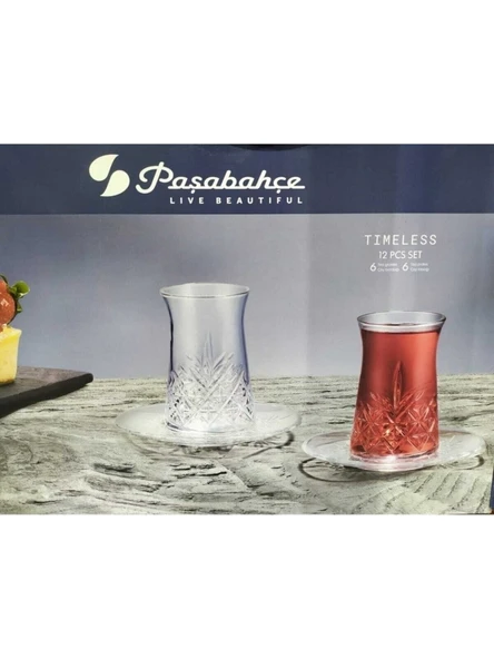 Paşabahçe Timeless Çay Bardağı Takımı- 6 Bardak + 6 Tabak 96991 ürün görseli 1