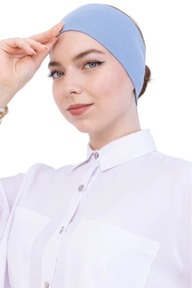 Kadın Tesettür Bandana Penye Kaymaz Hazır Şal Eşarp Altı Bone Rahat Kullanım  Mavi ürün görseli 1