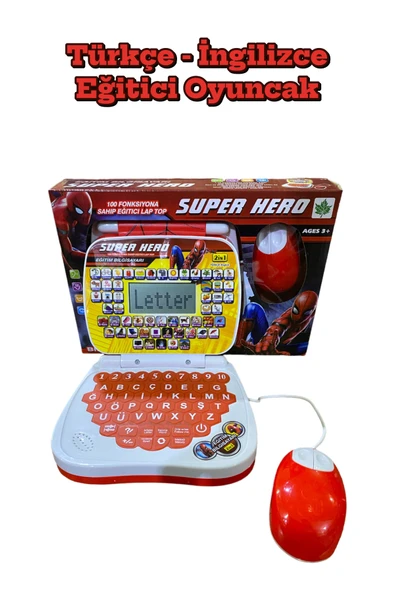Prestij Spıder-man Eğitici Oyuncak Bilgisayar Türkçe İngilizce Eğitici Laptop 100 Fonksiyonlu ürün görseli 1