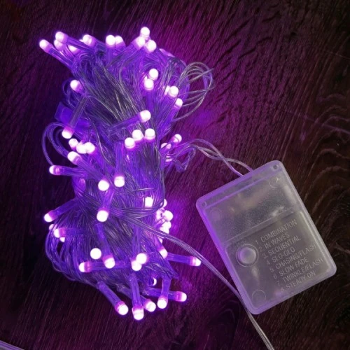10m 100 Led Damla Uçlu Pembe Işık Şeffaf Kablo ürün görseli 1