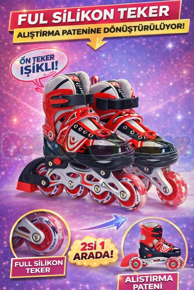 Doğan Oyuncak Dünyası Premium Slikon Tekerli Paten - Işıklı Silikon Tekerli Paten Alıştırma Pateni - Silikon Tekerlekli ürün görseli 1