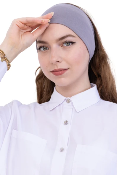 Kadın Tesettür Bandana Penye Kaymaz Hazır Şal Eşarp Altı Bone Rahat Kullanım  Gri ürün görseli 1