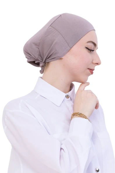 Pratik Bone Pamuklu Tesettür İç Bone, Başörtüsü İçin Hazır Viskon Şapka, Namaz Günlük Kullanım İçin  Açık Vizon Standart ürün görseli 1