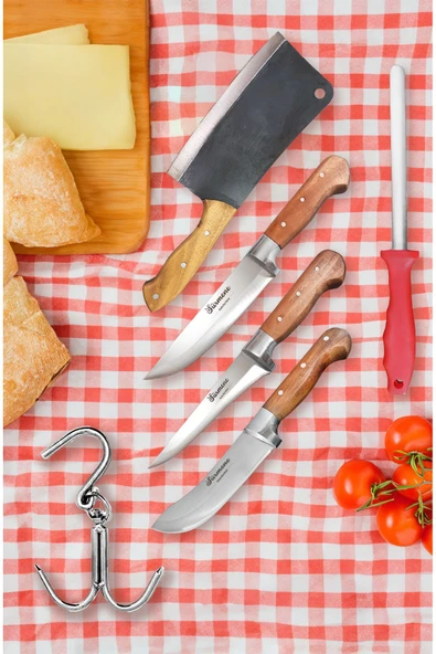 teknotrust Dilimleme Bıçağı Mutfak, Kasap ve Kurban Deluxe Set - Üçlü Bıçak Seti Paslanmaz Çelik 6 ürün görseli 1