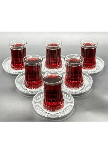 Paşabahçe Elysia Çay Bardağı Çay Takımı Seti 12 Parça -Riva Çay Tabaklı-6 Kişilik Elysıa Çay Seti Riva Çay ürün görseli 1