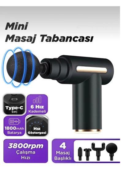 EMİN ENSAR HOME 4 Başlıklı Mini Fascial Gun Profesyonel Masaj Tabancası ve Masaj Aleti ürün görseli 1