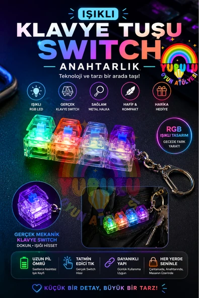 YUPULU Işıklı Klavye Click Sesli Stres Giderici Anahtarlık Ses Çıkaran Işıklı Tuş Takımı ürün görseli 1