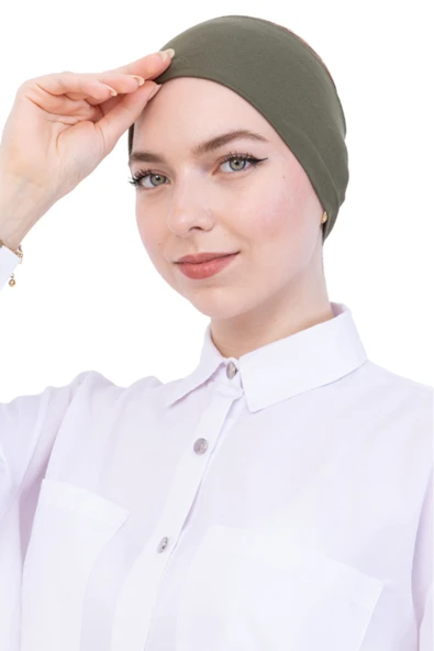 Kadın Tesettür Bandana Penye Kaymaz Hazır Şal Eşarp Altı Bone Rahat Kullanım  Haki ürün görseli 1