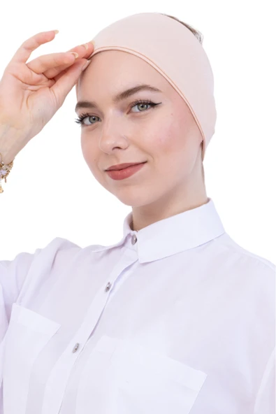 Kadın Tesettür Bandana Penye Kaymaz Hazır Şal Eşarp Altı Bone Rahat Kullanım  Bej ürün görseli 1