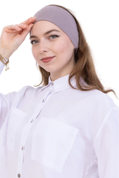 Kadın Tesettür Bandana Penye Kaymaz Hazır Şal Eşarp Altı Bone Rahat Kullanım  Açık Vizon ürün görseli 1