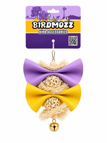 Birdmozz Premium Kabak Lifli Fiyonklu Kuş Oyuncağı ürün görseli 1