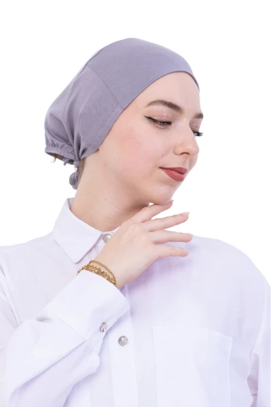 Pratik Bone Pamuklu Tesettür İç Bone, Başörtüsü İçin Hazır Viskon Şapka, Namaz Günlük Kullanım İçin  Gri Standart ürün görseli 1