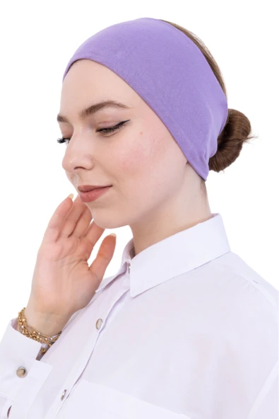 Kadın Tesettür Bandana Penye Kaymaz Hazır Şal Eşarp Altı Bone Rahat Kullanım  Lila ürün görseli 1