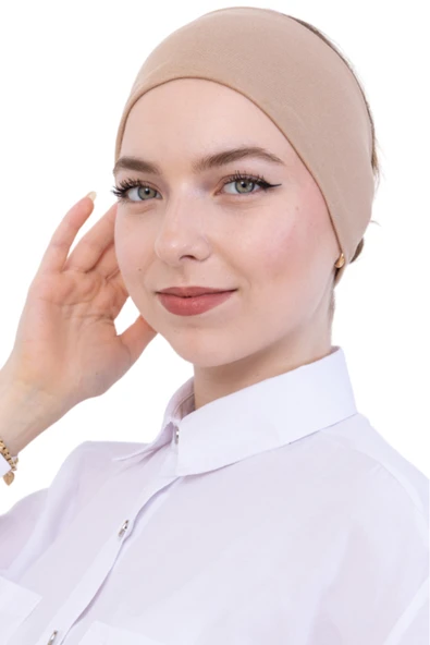 Kadın Tesettür Bandana Penye Kaymaz Hazır Şal Eşarp Altı Bone Rahat Kullanım  Koyu Vizon ürün görseli 1