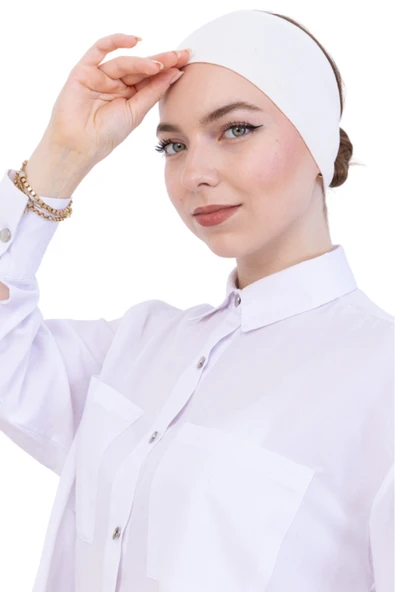 Kadın Tesettür Bandana Penye Kaymaz Hazır Şal Eşarp Altı Bone Rahat Kullanım  Krem ürün görseli 1