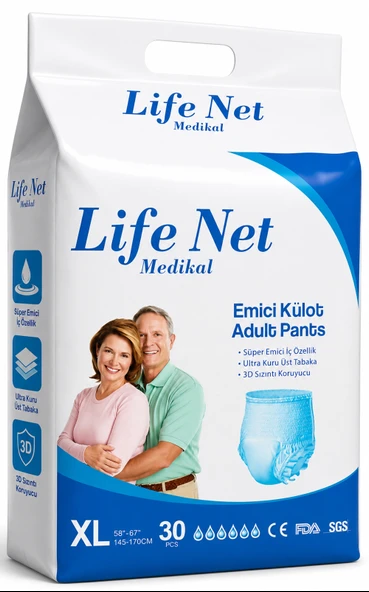 Life Net Medikal Yetişkin Hasta Bezi Külodlu XL Beden Yüksek Emici Bez XLarge (XL) 30ADET ürün görseli 1