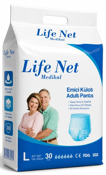 Life Net Medikal Yetişkin Hasta Bezi Külodlu L Beden Yüksek Emici Bez Large (L) 30 Adet ürün görseli 1