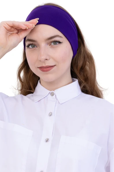 Kadın Tesettür Bandana Penye Kaymaz Hazır Şal Eşarp Altı Bone Rahat Kullanım  Mor ürün görseli 1