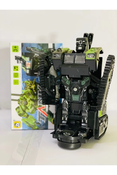 Cango Oyuncak Robota Dönüşen Tank Sesli Işıklı Pilli Hareketli Oyuncak Robot Araba Oyuncak Tank ürün görseli 1