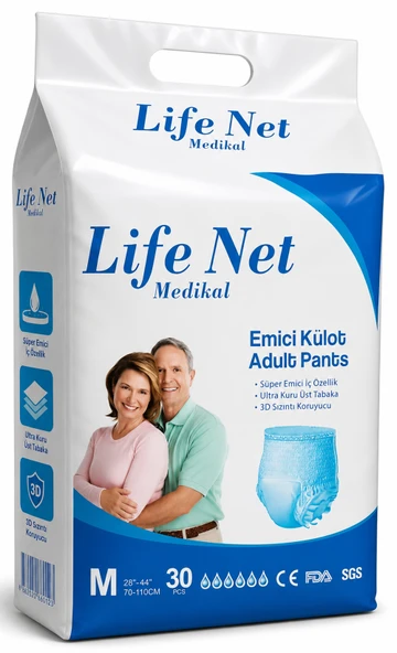 Life Net Medikal Yetişkin Hasta Bezi Külodlu M Beden Yüksek Emici Bez Medium (M) 30 Adet ürün görseli 1