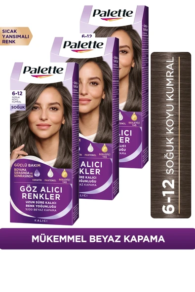 Palette Göz Alıcı Renkler Saç Boyası 6-12 Soğuk Koyu Kumral 50 ml x 3 Adet ürün görseli 1
